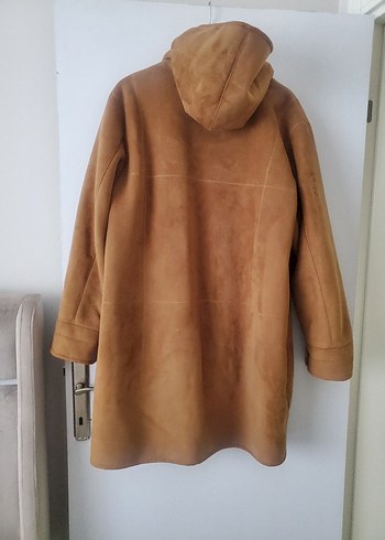 Bej Kadın Süet Düğmeli Midi Kaban - Görsel 2