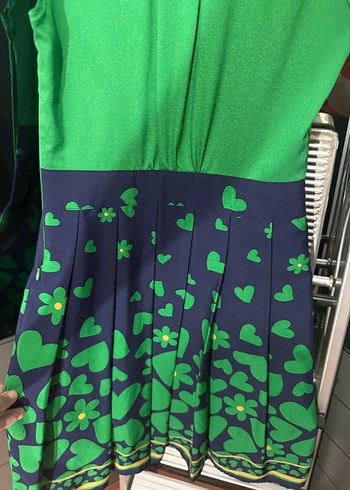 Yeşil Renkli Vintage Midi Elbise - Görsel 6