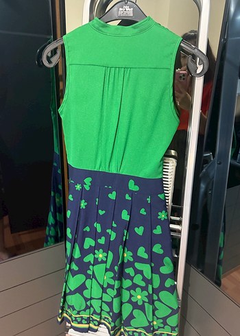 Yeşil Renkli Vintage Midi Elbise - Görsel 5