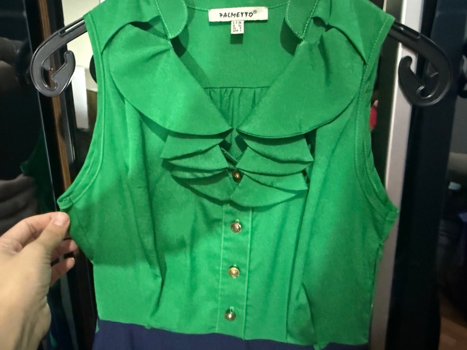 Yeşil Renkli Vintage Midi Elbise - Görsel 3