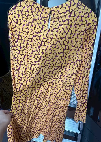 Sarı Desenli Uzun Kollu Rahat Elbise - Görsel 2