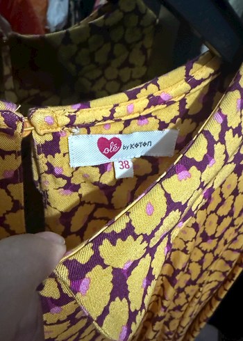 Sarı Desenli Uzun Kollu Rahat Elbise - Görsel 5