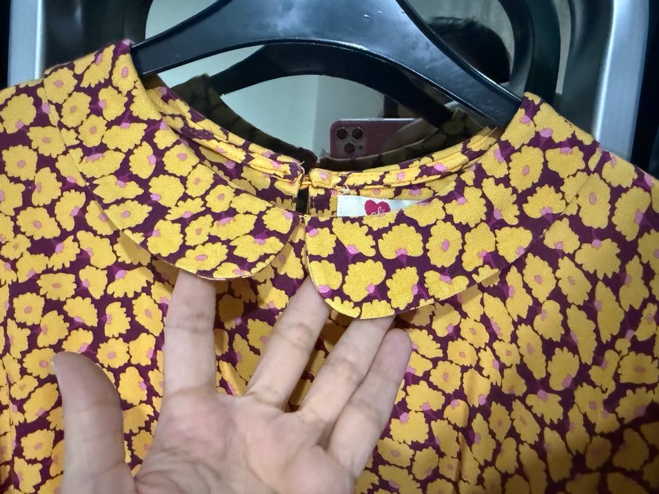 Sarı Desenli Uzun Kollu Rahat Elbise - Görsel 4