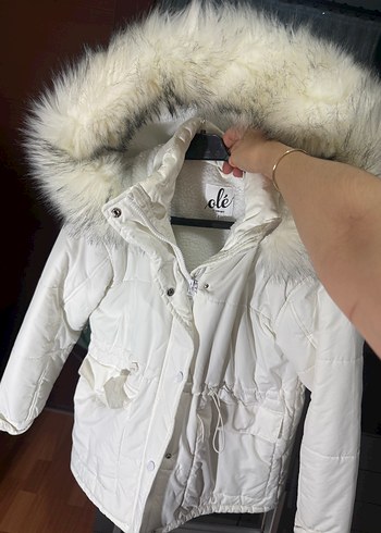 Beyaz Kürklü Kadın Kışlık Mont - Görsel 2