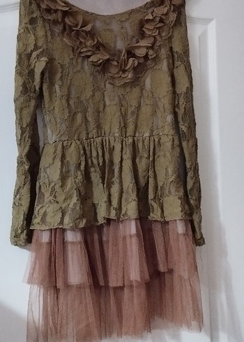 Bej Bohem Uzun Kollu XS  beden elbise. - Görsel 2