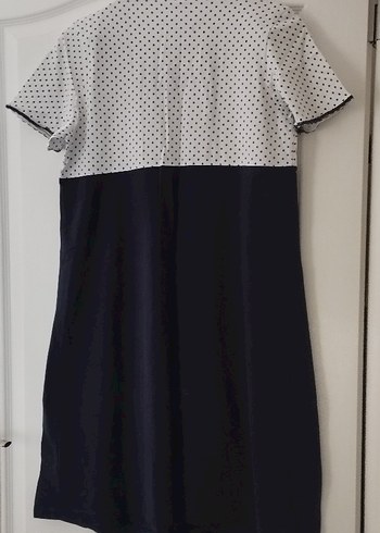 Dagi lacivert Beyaz Puantiyeli Lohusa Gecelik - Görsel 4