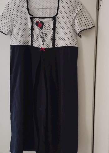 Dagi lacivert Beyaz Puantiyeli Lohusa Gecelik - Görsel 3