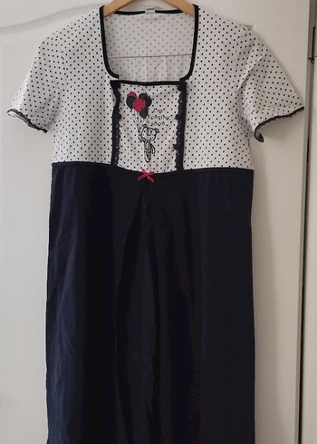 Dagi lacivert Beyaz Puantiyeli Lohusa Gecelik - Görsel 2