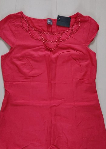 Zara Kırmızı V Yaka Midi Elbise
