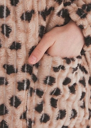 Leopar Desenli Kadın Midi ev peluşu - Görsel 5