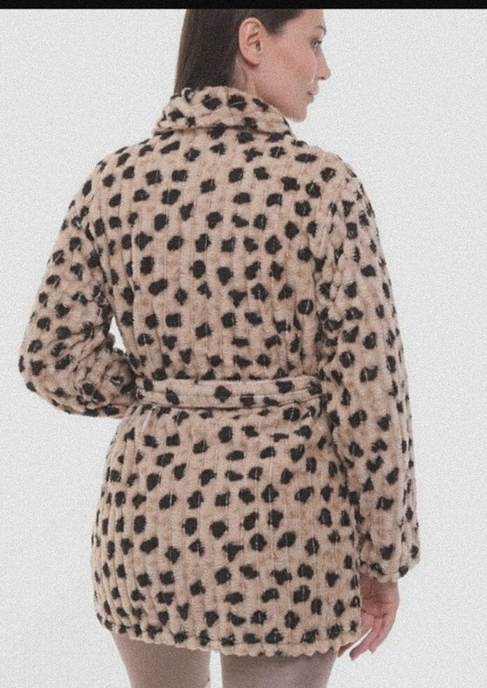 Leopar Desenli Kadın Midi ev peluşu - Görsel 3