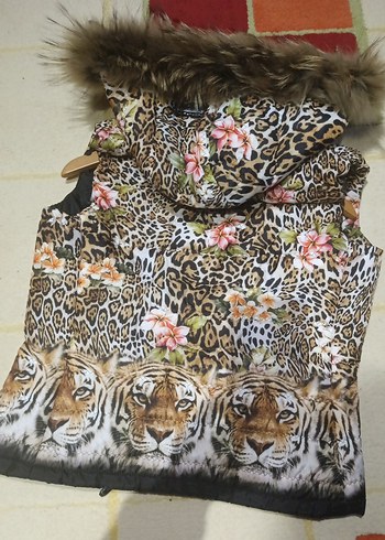 Kürk Detaylı Kadın Leopar Desenli Kısa Yelek - Görsel 13