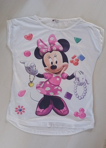 Beyaz Minnie Mouse Baskılı bayan Tişörtü - Görsel 2