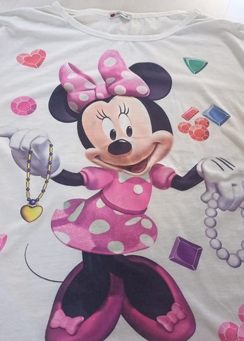 Beyaz Minnie Mouse Baskılı bayan Tişörtü - Görsel 3