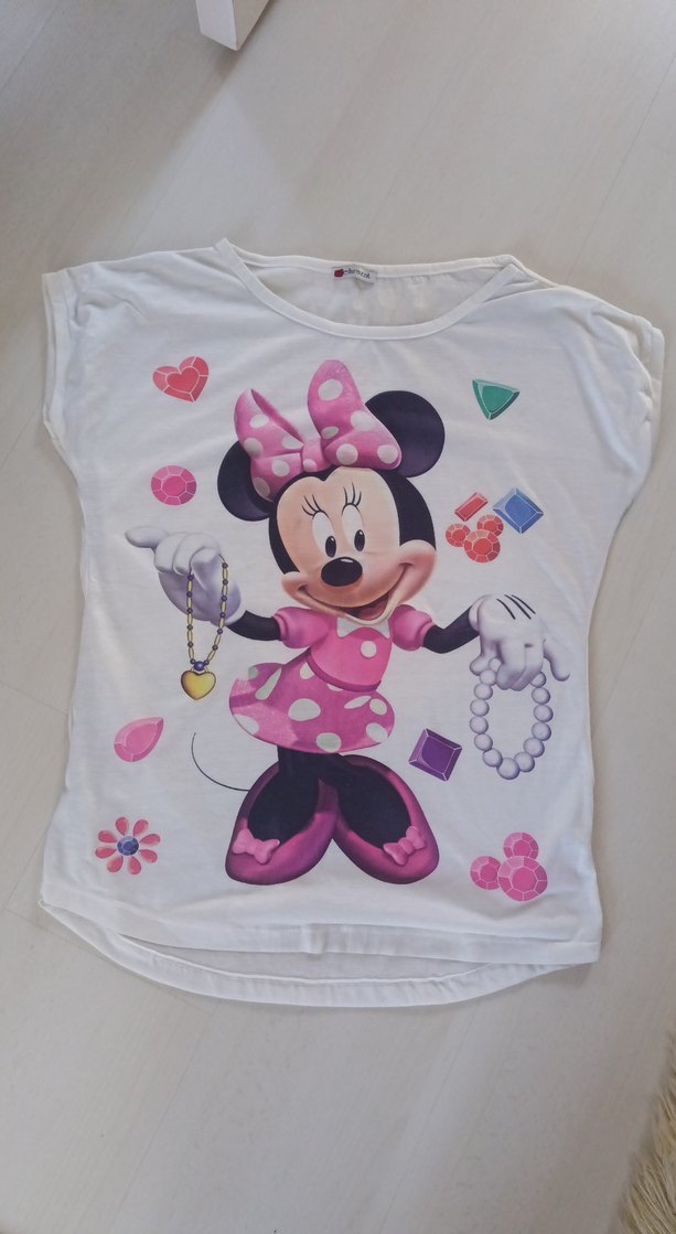 Beyaz Minnie Mouse Baskılı bayan Tişörtü - Görsel 2