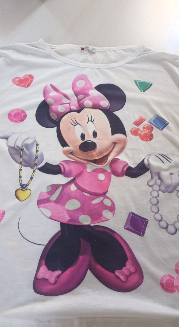 Beyaz Minnie Mouse Baskılı bayan Tişörtü - Görsel 3