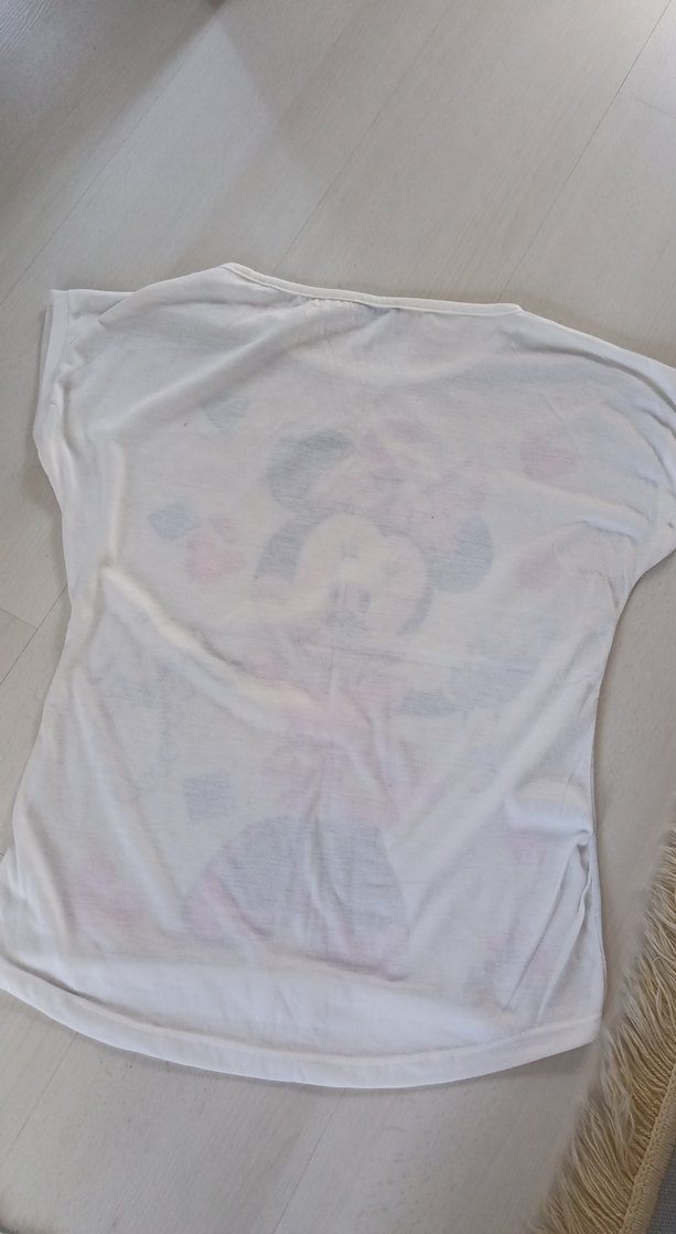 Beyaz Minnie Mouse Baskılı bayan Tişörtü - Görsel 4