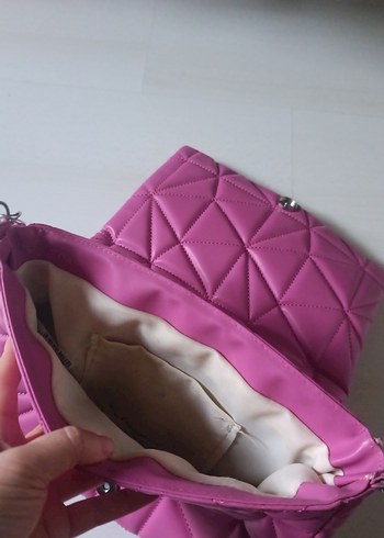 Pembe Zincir Detaylı Deri Kadın Çanta - Görsel 7