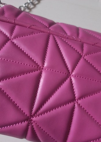 Pembe Zincir Detaylı Deri Kadın Çanta - Görsel 11