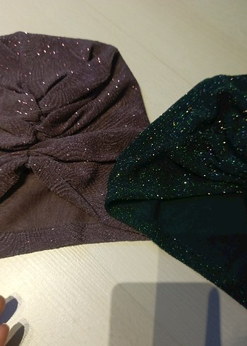 Simli mor ve yeşil bone - Görsel 8