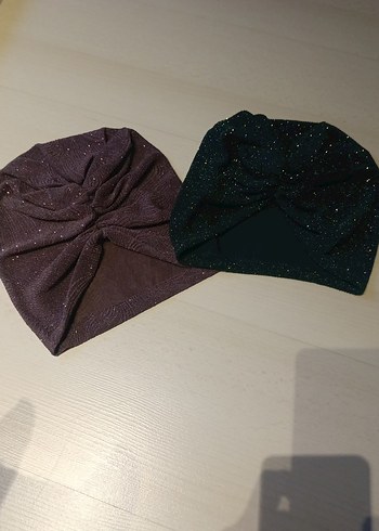 Simli mor ve yeşil bone - Görsel 2