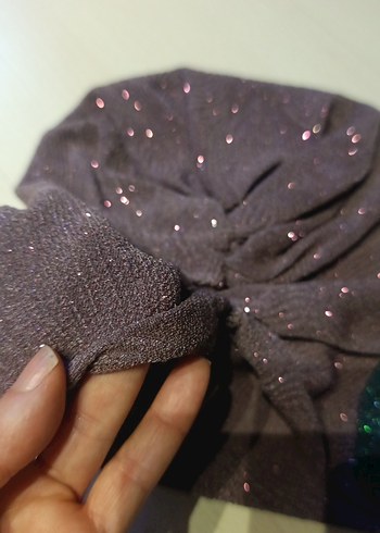 Simli mor ve yeşil bone - Görsel 7