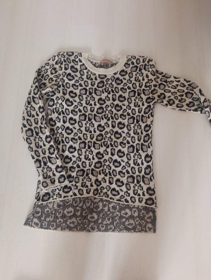 Leopar Desenli Bej simli Kadın Triko - Görsel 4