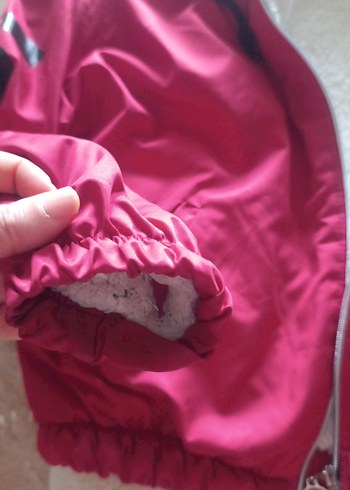 Kadın kırmızı Kapüşonlu Sıcak Mont - Görsel 6