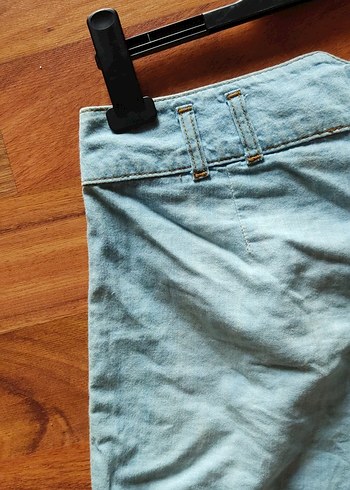 s Beden mavi Renk Kadın Mavi Kemerli Mini Denim Şort