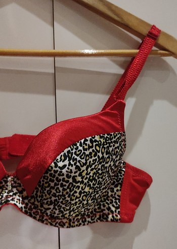 s Beden Leopar Desenli Kırmızı Bohem Sütyen
