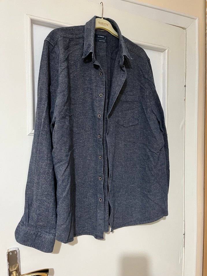 Gri Denim Uzun Kollu Erkek Gömlek - Görsel 3