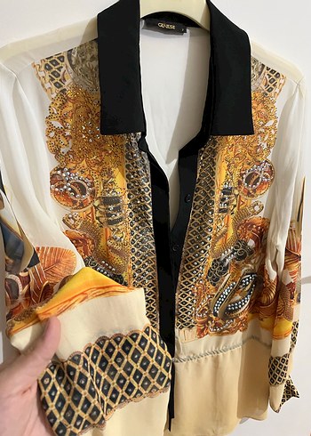 Saten Görünümlü Desenli Kadın Gömlek - Görsel 3