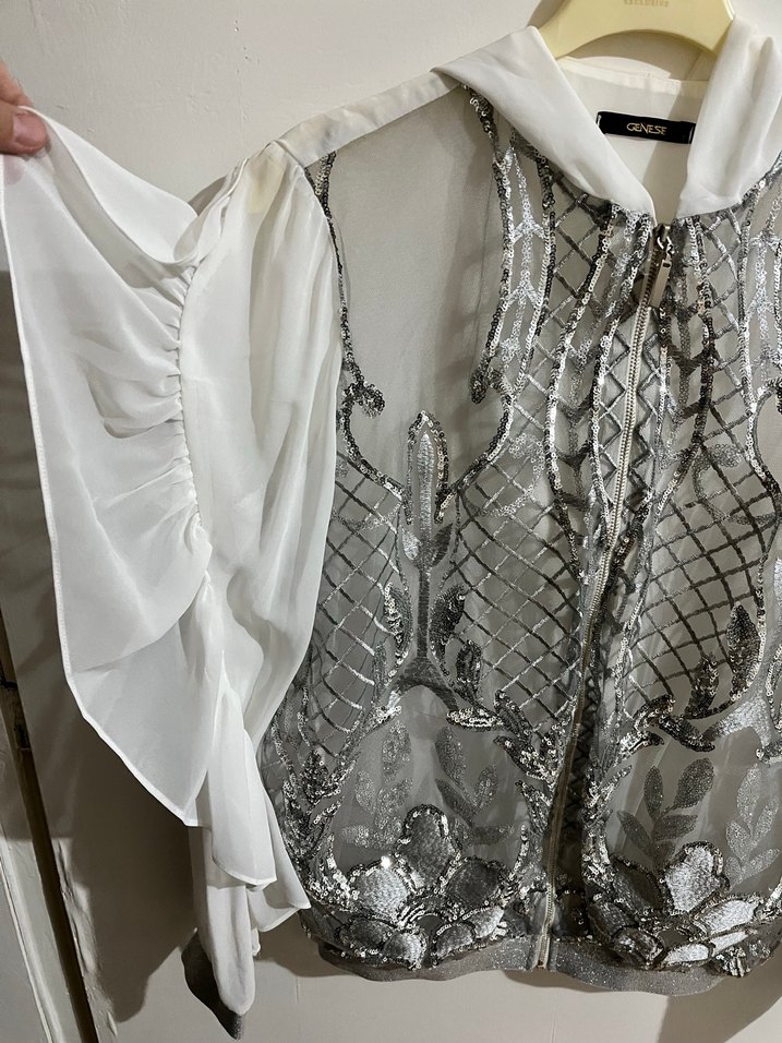 Nakışlı, Drapeli, Mini Bohem Bluz - Görsel 2