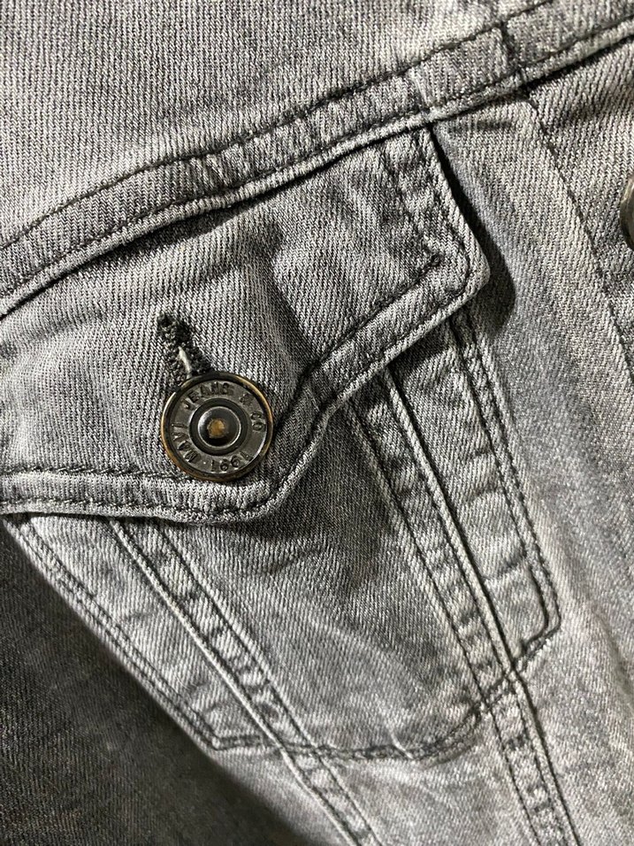 Gri Erkek Düğmeli Denim Ceket - Görsel 2