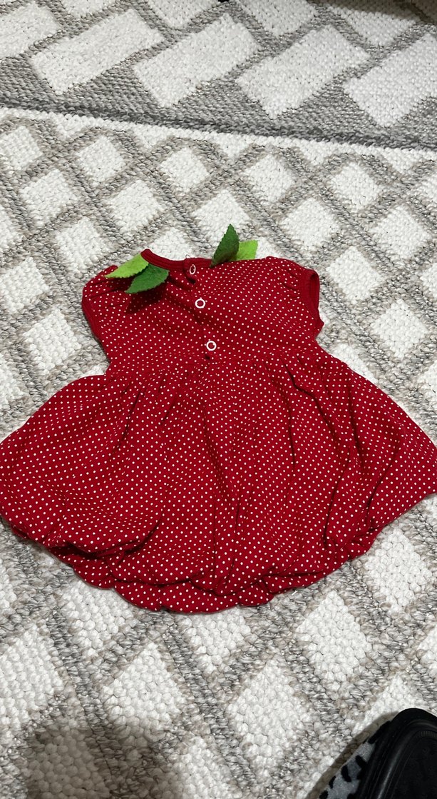 Kız Çocuk Kırmızı Nakışlı Kolsuz Elbise - Görsel 3
