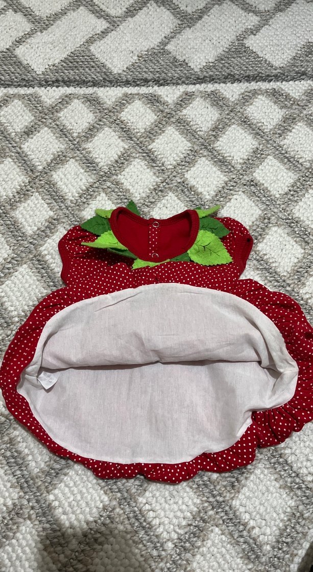 Kız Çocuk Kırmızı Nakışlı Kolsuz Elbise - Görsel 2