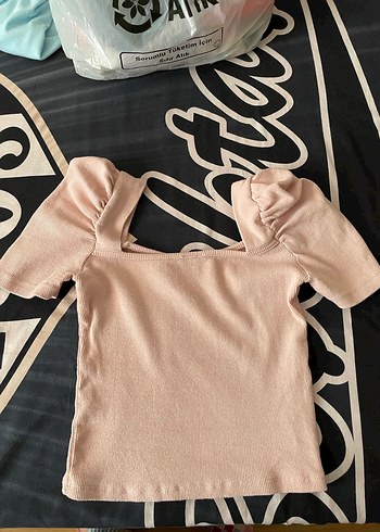 Diğer Kırmızı Kısa Kollu ve pudra pembesi Fitted Bluz