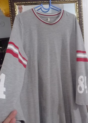 Uzun Kollu Gri Midi Tunik - Görsel 2