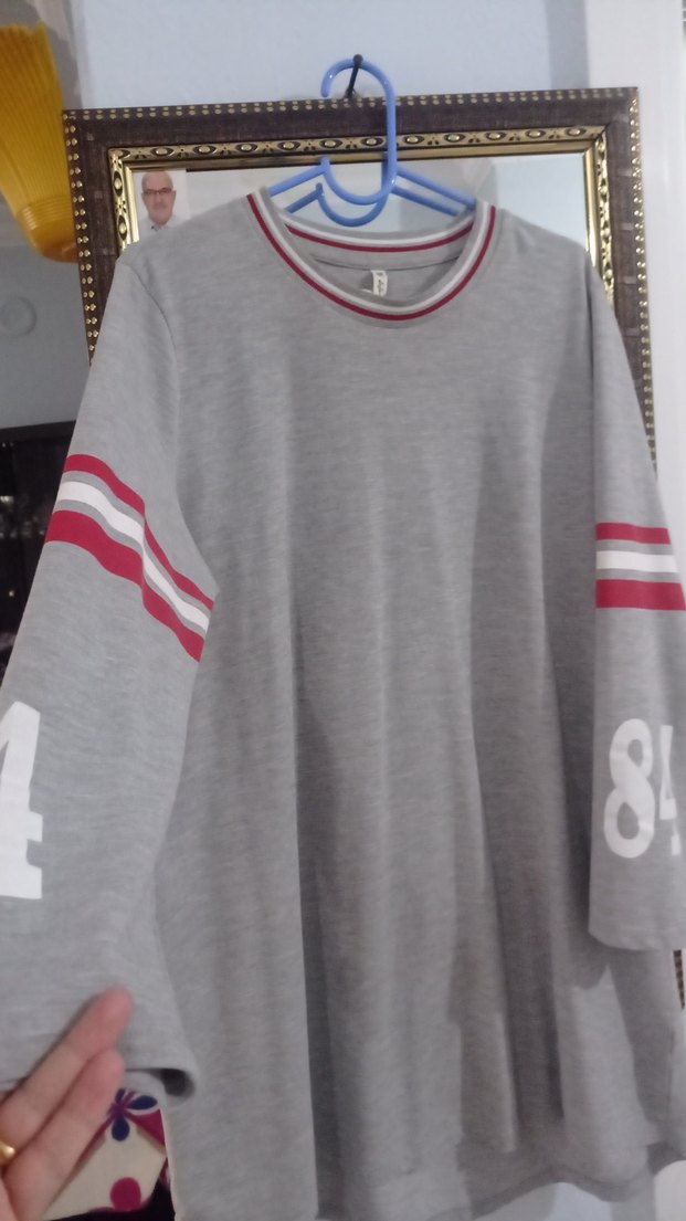 Uzun Kollu Gri  Midi Tunik - Görsel 2