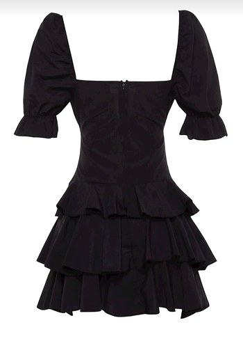 Trendyol & Milla Siyah Gotik Mini Elbise Fırfırlı