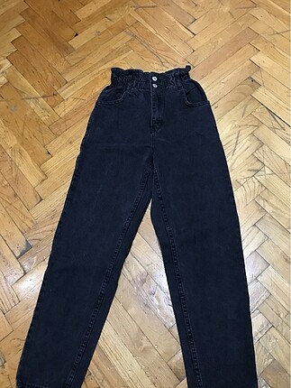 beli lastikli siyah mom jean