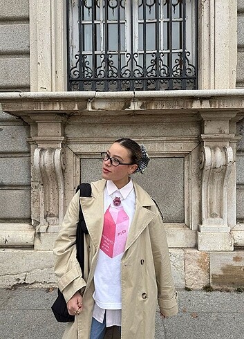 l Beden beyaz Renk ?Milk Baskılı Oversize T-shirt