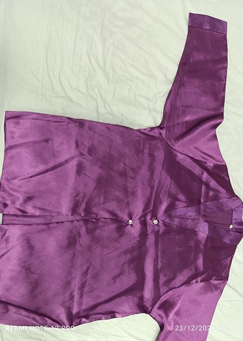 Kadın Mor Uzun Sabahlık pijama takımı  şortlu takım l beden - Görsel 5