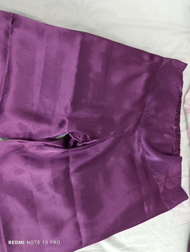 Kadın Mor Uzun Sabahlık pijama takımı  şortlu takım l beden - Görsel 3