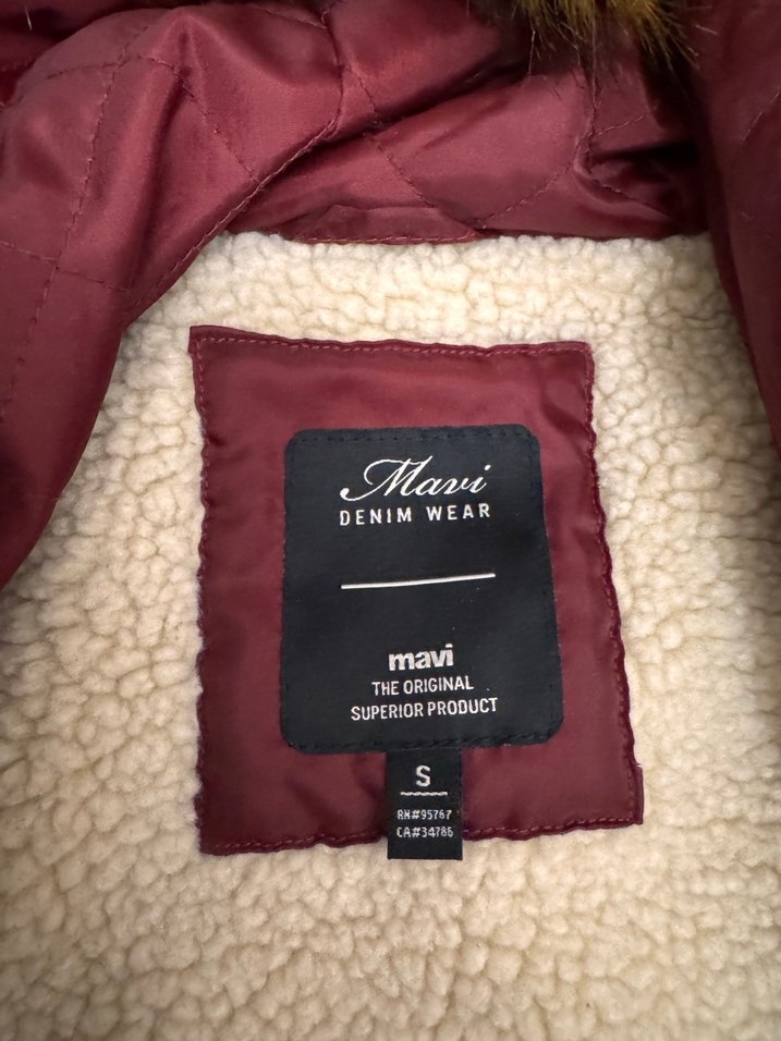 Kürklü Kapüşonlu Kırmızı Kadın Kışlık Mont - Görsel 4