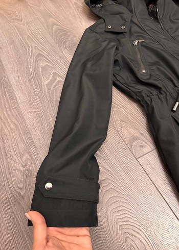 Kadın Siyah Fermuarlı Uzun Ceket - Görsel 3