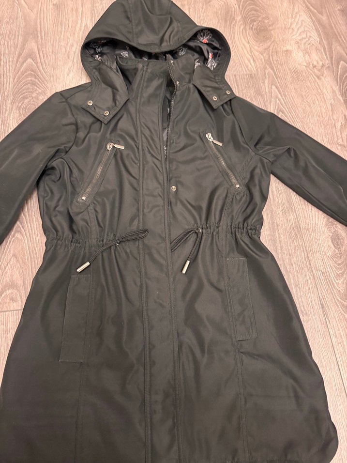 Kadın Siyah Fermuarlı Uzun Ceket - Görsel 4