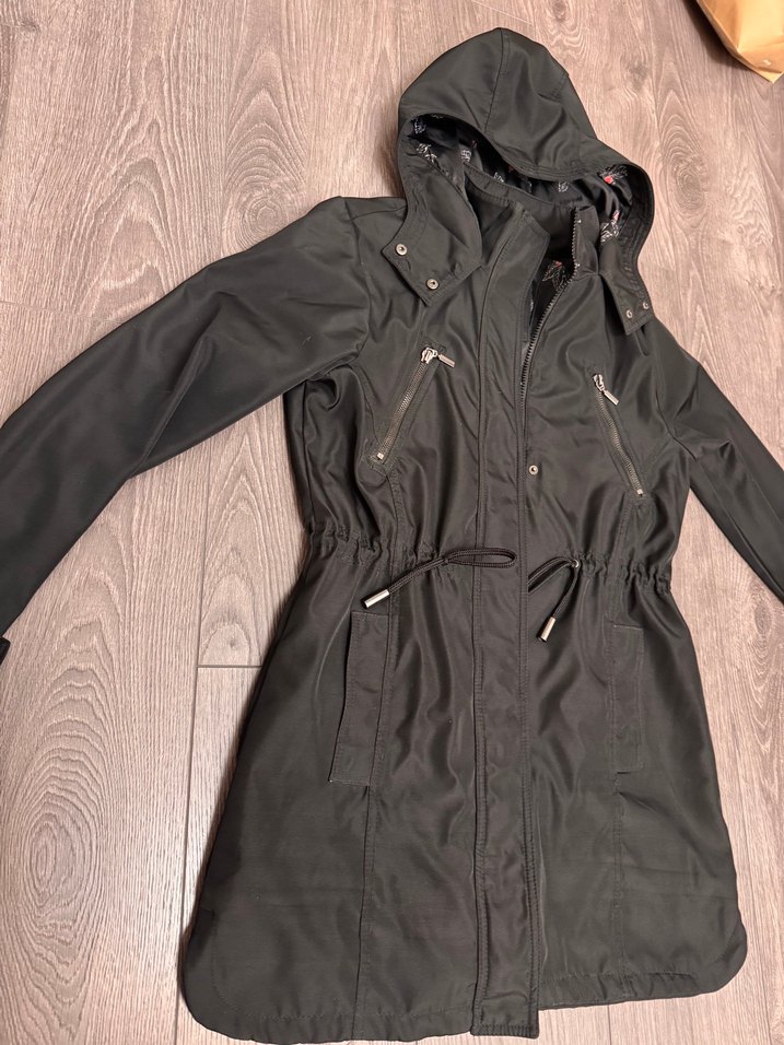 Kadın Siyah Fermuarlı Uzun Ceket - Görsel 2