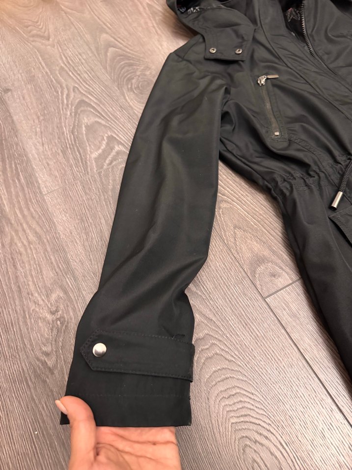 Kadın Siyah Fermuarlı Uzun Ceket - Görsel 3