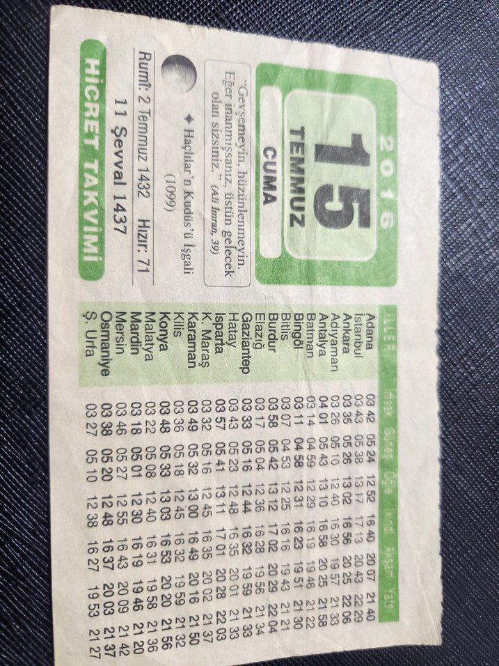 2016 Hicret Takvimi - 15 Temmuz Cuma - Görsel 3